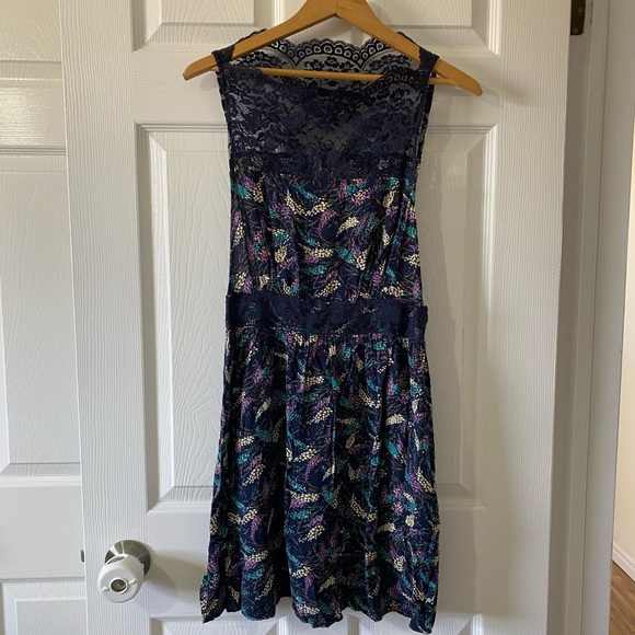 Free People Tea For Two Blue Lace Sleevles Dress - Picture 2 of 12